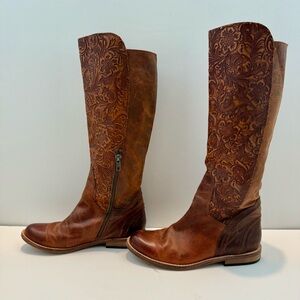Women’s Spirit by Lucchese Brown Tall Tooled Boots Sz 7M